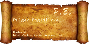 Pulger Boglárka névjegykártya
